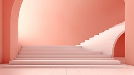 Obraz premium Arch and stairs in trendy minimal interior