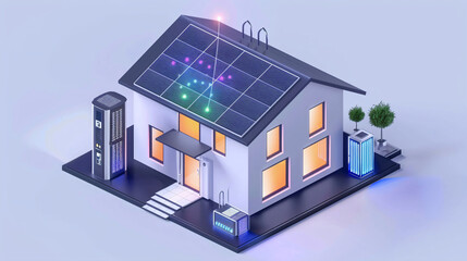 Smart Home with Solar Panels and Energy Storage.