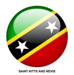 SAINT KITTS AND NEVIS flag button on white background