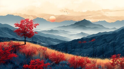 sunset in the mountains