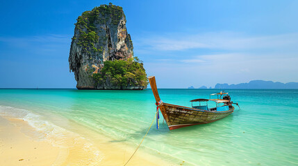 Fototapeta premium Longtail boat on the beach.