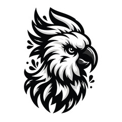 cockatoo bird logo mascot in black and white silhouette © Ngilustrasi