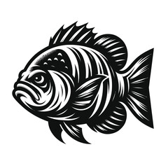 sunfish logo mascot in black and white silhouette