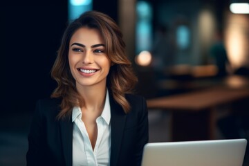 smiling business woman working