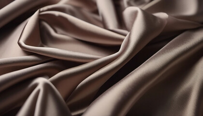 Fototapeta premium Taupe draped satin as a background. 