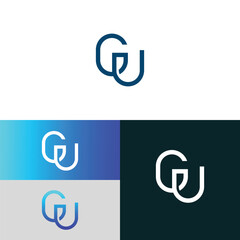 GU, UG letter logo design template elements. Modern abstract digital alphabet letter logo.