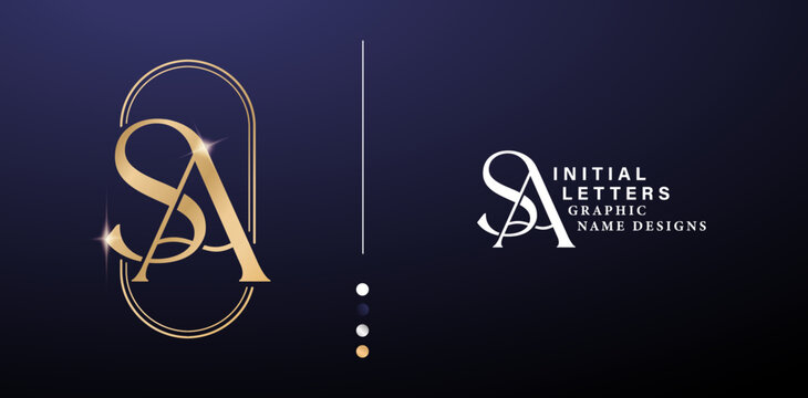 SA alphabet letter logos gold color with rounded corners creative company icon design template isolated for business cards, branding ads campaigns, letterpress, embroidery, cover invitations envelopes