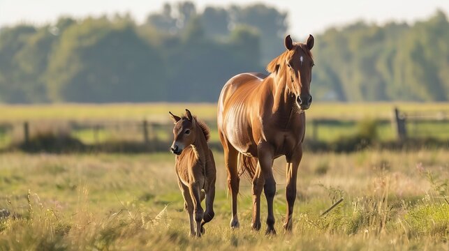 Foal and calf in the field, Potro y becerro en el campo, becerros