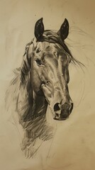 freehand horse pencil drawing, horse drawing