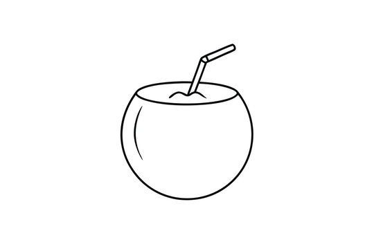 recommend clip art: Coconut Drink line art vector illustration