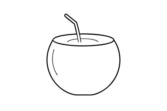 recommend clip art: Coconut Drink line art vector illustration