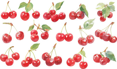 cherry watercolor clipart  © dian's