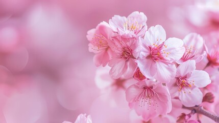 Obraz premium Imagine a serene garden filled with blooming cherry blossoms, their delicate petals drifting gently on the breeze and filling the air with their sweet fragrance.