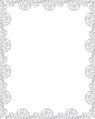 Seashells frame. Sea and ocean design vertical template summer or beach party design. Vector illustration