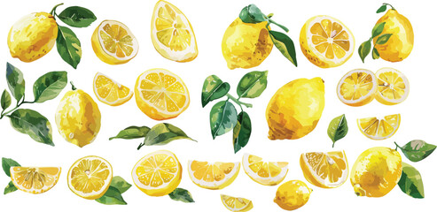 lemon watercolor clipart	