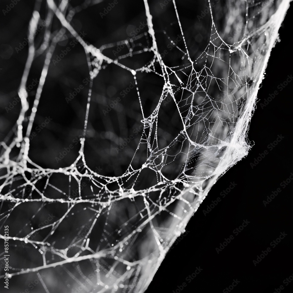 Wall mural macro shot of the intricate texture of a cobweb