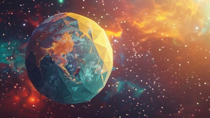 Naklejka premium Polygonal Earth in Space.