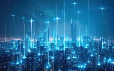 Fototapeta premium Futuristic Cityscape at Night