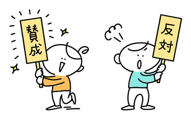 Character illustration of people holding placards and making claims