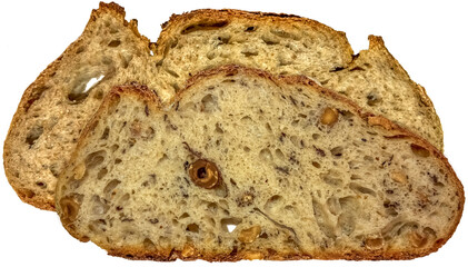 Tranches de pain sur fond blanc 