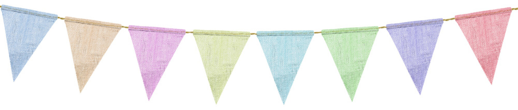 Guirlande de fanions multicolores en toile de jute