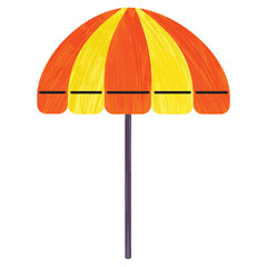 A Beach Umbrella PNG transparent background in a Painterly Style Summer Beach concept, illustration