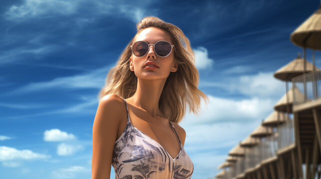 Beautiful woman enjoying the summer sea.