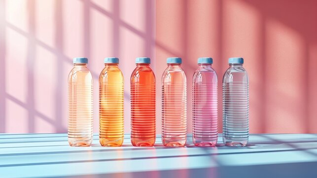 stylish and contemporary electrolyte drink bottles artfully displayed, embodying a chic hydration trend