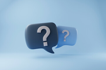 3D rendering A question mark floated in the air. Question ideas that arise in various places.