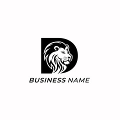design logo combine letter D and lion head