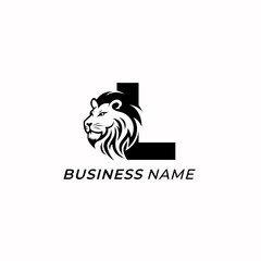 design logo creative lion head and letter L