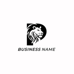 design logo creative letter P and head lion