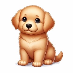 Obraz premium Adorable Golden Retriever Puppy Portrait | Cute, Fluffy, and Happy Canine Friend | Purebred Pedigree Dog Looking Playful and Friendly | Isolated on White Background | Domestic Animal Illustration and 