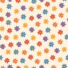 Children's floral pattern set. Retro backgrounds with hand drawn flowers.