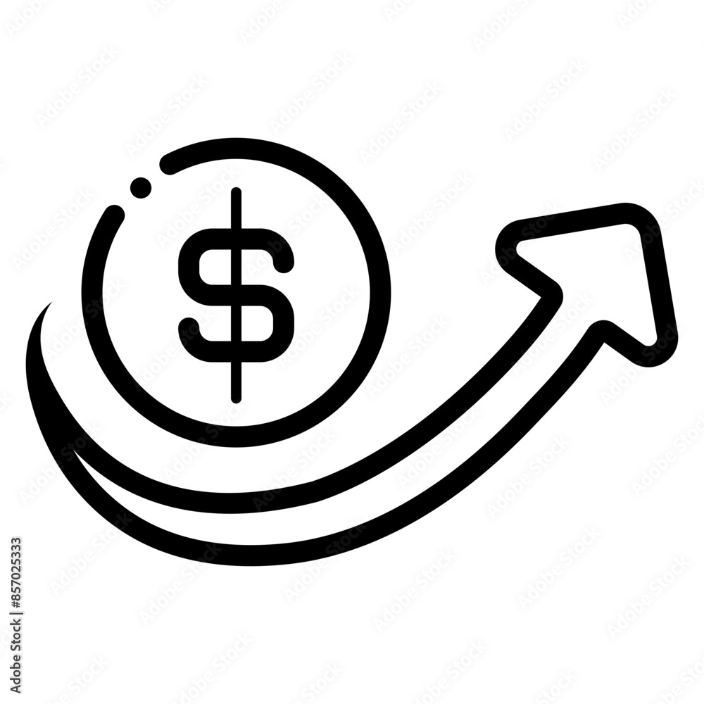 Poster dollar coin arrow increase icon