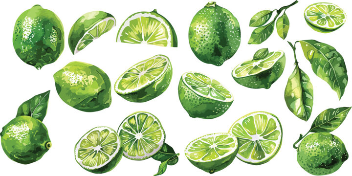 lime watercolor clipart	