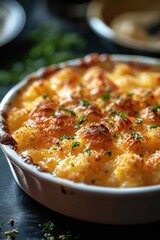 Golden-Brown Potato Gratin with Parsley Garnish