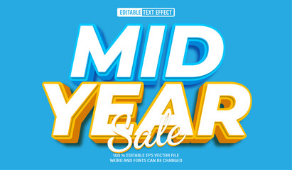 Editable 3d text style effect - Mid Year Sale text effect Template	
