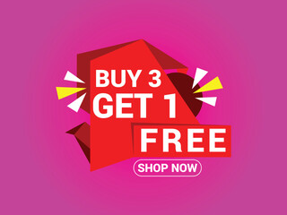Buy 3 Get 1 Free Banner, Special Offer Banner, Big Sale, Sale Banner, Banner Design Template.