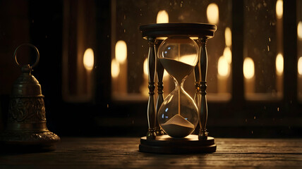 Antique Sand Timer - Classic Glass and Wood Design for Timeless Decor