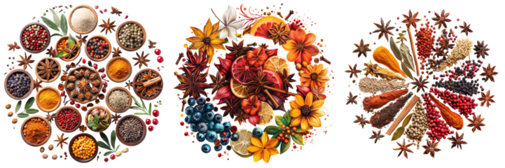 Unity of Flavors Mandala Isolated on Transparent or White Background, PNG