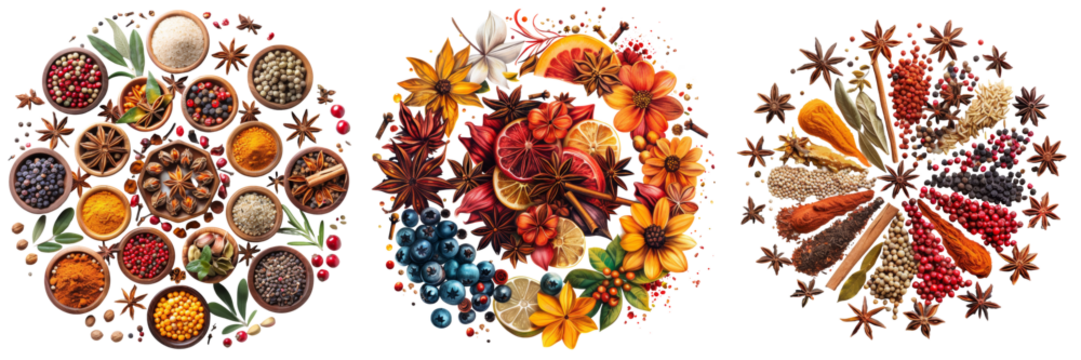 Unity of Flavors Mandala Isolated on Transparent or White Background, PNG
