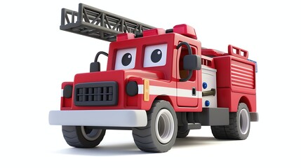 A cartoon fire truck with a ladder.