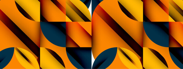 Obraz premium Circle, square and flower petal geometric background. Round shapes composition for wallpaper, banner, background or landing