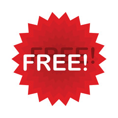 Free label, free tag, red tag, sticker with the word free, isolated on a white background.