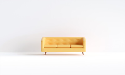 Empty yellow sofa on white  background. 3d rendering.