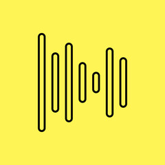 simple sound icon, line vector isolated on yellow background. trendy and modern design