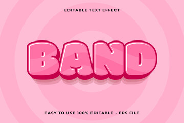 band Editable text effect 3d Trendy Cartoon template style cute vector