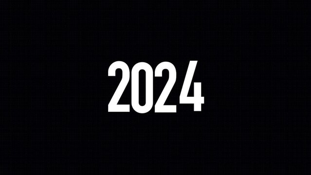 Rolling Numbers 2024 on a Dark Blue Grid Background. Great for New Year Celebration.