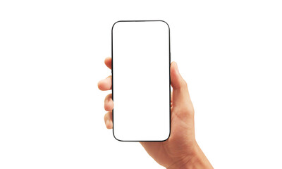 Hand holding smartphone device and touching screen